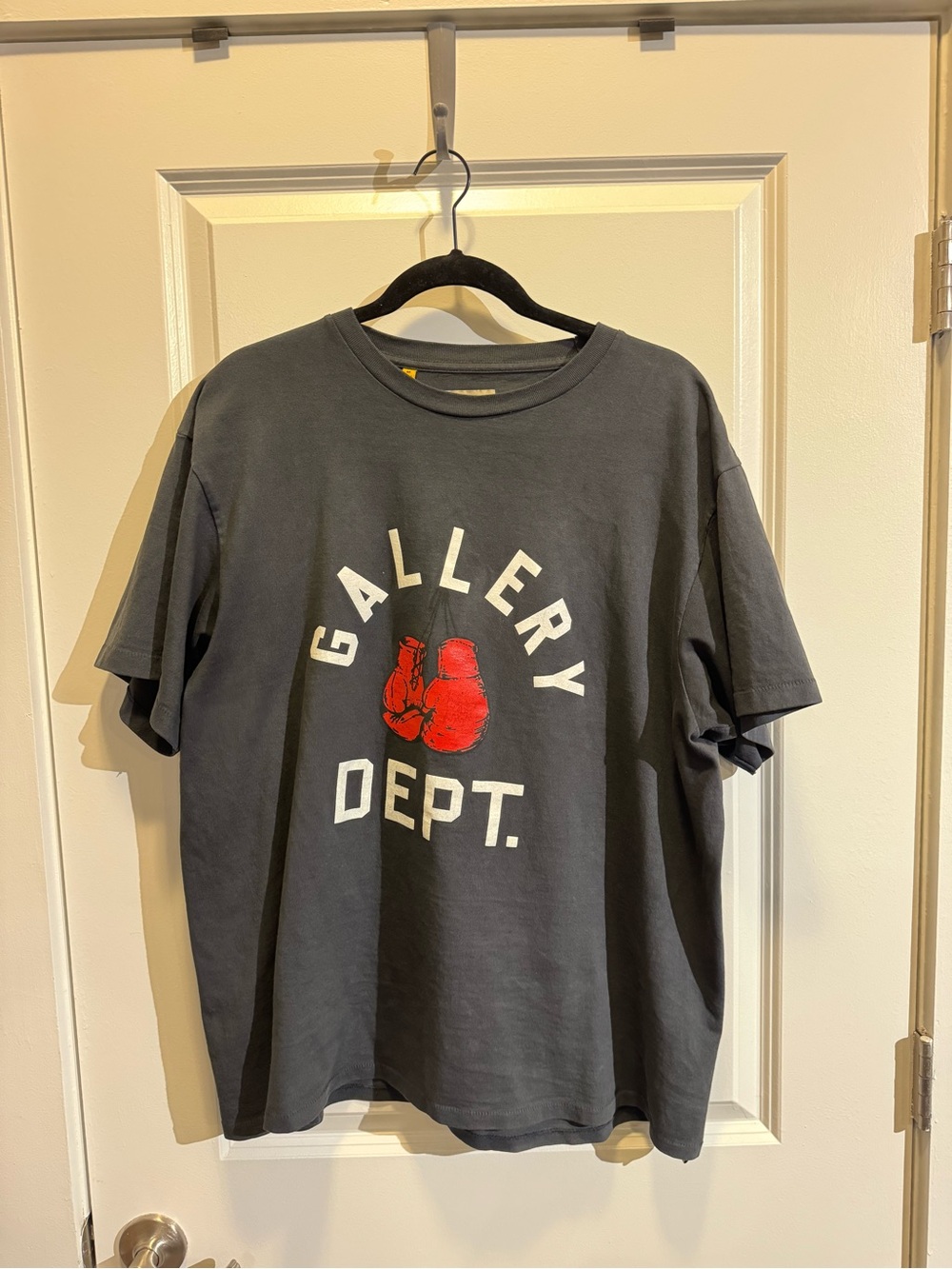 Gallery Dept Black Tee with Red Boxing Glove Graphic